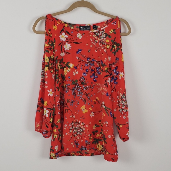 New York & Company Floral Cold Shoulder Blouse - Picture 7 of 12